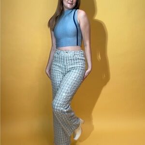 Stylish Silver Sequin Tweed Women's Pants